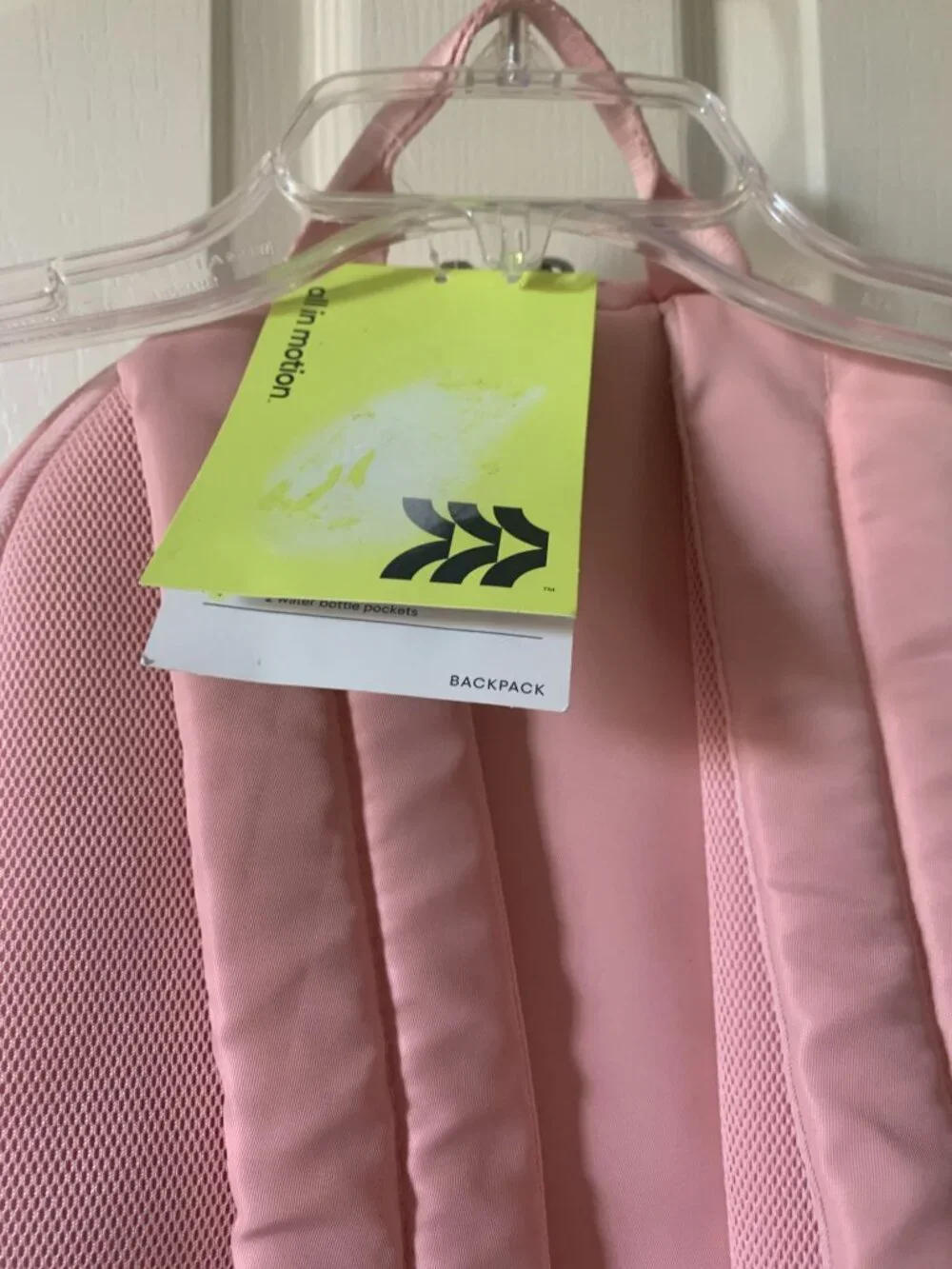 Backpack All In Motion Pink With Dual Zippers Padded Straps & Water Bottle Pocke